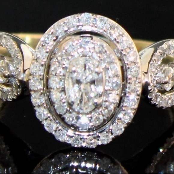 14K Yellow Gold 1.00 ct Oval Natural Diamond Engagement Ring Size 6.5 - Picture 1 of 6